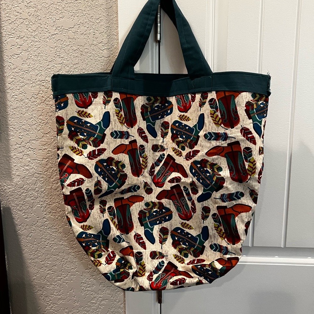 Homemade western-themed tote.